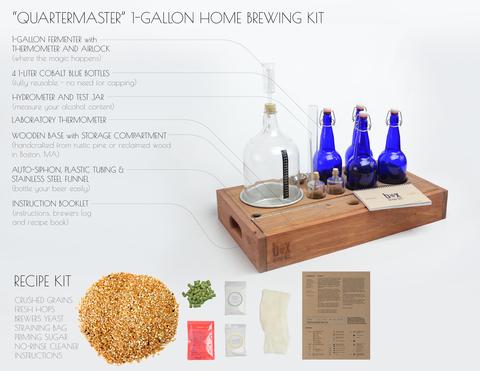 "QuarterMaster" 1-gallon beer making kit with bottles